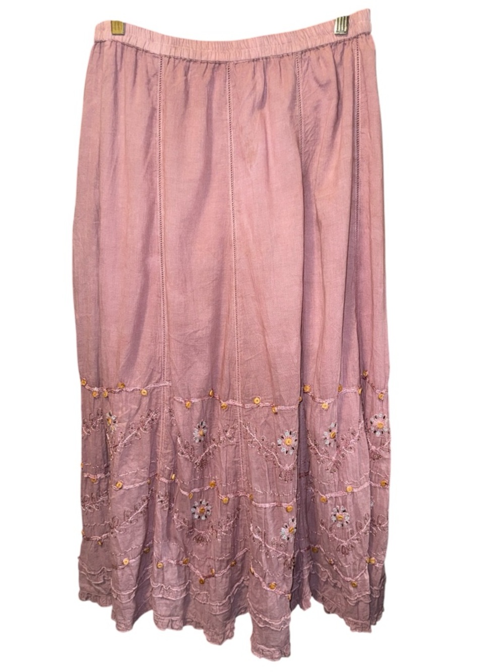 Soft Surroundings New! flowy embellished & Embroidered Maxi Skirt in light plum - Picture 2 of 7